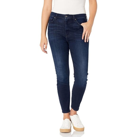 7 For All Mankind Womens Ankle Skinny Jeans Blue Denim Size 26 - Picture 1 of 15